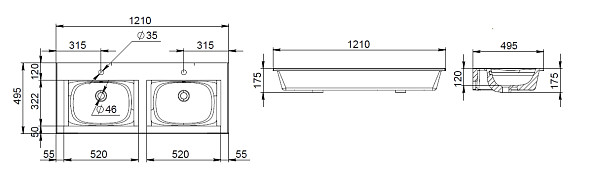 M70AWCD1202WG Spirit V2.0, Раковина мебельная, керамическая, 120 см, встроенная, цвет: белый, глянец