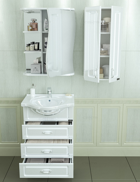 Тумба под раковину Верона 60 3 ящика напольная Санта 700116