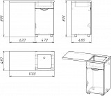 Тумба напольная "Кэтрин 50", 2 ящ., ст/м., корзина, белая, Kamilla 110