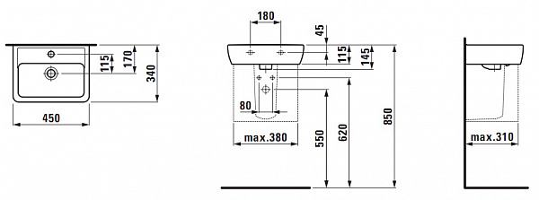 Рукомойник Laufen Pro 8.1195.1.000.104.1