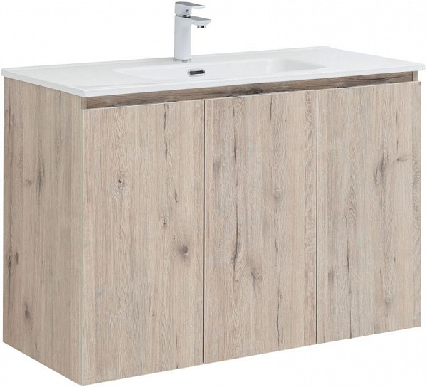 Тумба под раковину Aquanet Алвита New 100 3 дверцы, дуб веллингтон белый 00277533