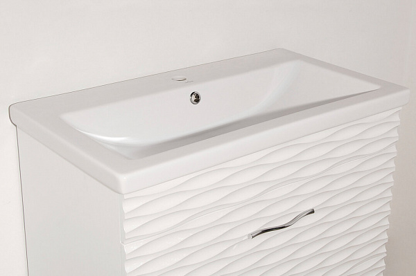 Тумба  Style Line напольная под раковину Ассоль 80, Комо 80, Люкс техно платина, PLUS