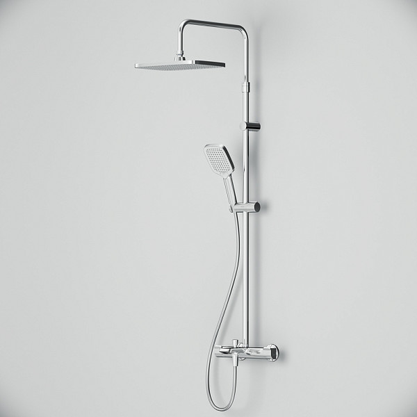 F078F500 Func, душ. система: см-ль д/ванны/душа с ТМС, душ.штанга, верхн. душ квадр., ручн.душ, хром