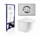 Комплект KOLLER POOL для монтажа  подвесного унитаза: Инсталляция DUNE 1200 SL с клавишей KVADRO Arch Chrome, Унитаз ROUND Rimless, сиденье дюропласт: SoftClose, Take Off, антибактериальное покрытие, система «Антивсплеск»