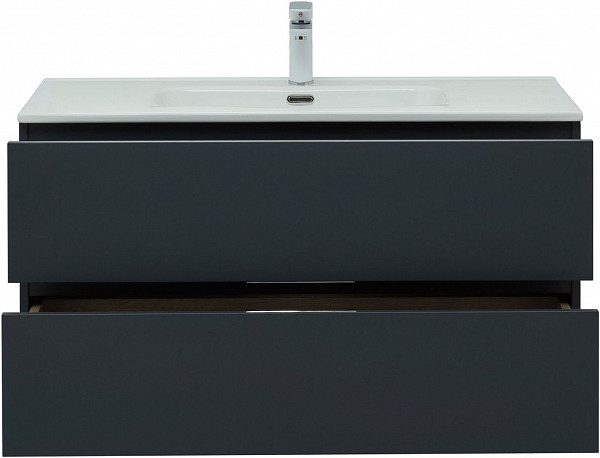 Тумба под раковину Aquanet Алвита New 100 2 ящика, антрацит 00277519