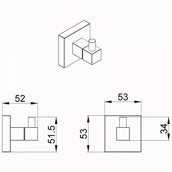 Крючок одинарный AZARIO RINA, хром (AZ-87005)