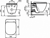 Комплект 3 в 1 TESI Rimless унитаз подвесной + инсталляция без кнопки смыва + сиденье Soft close Ideal Standard T355101PT15.