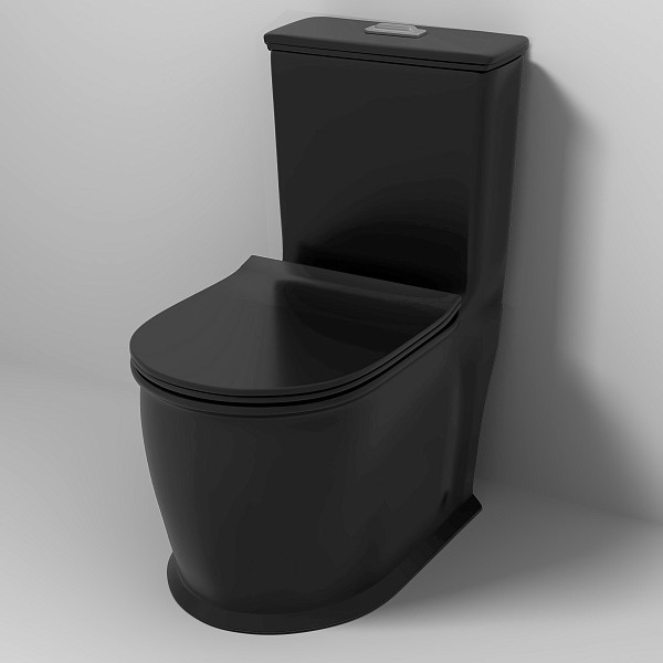 Унитаз GR-4492BMS Retro (670*350*825) ЧЕРНЫЙ МАТОВЫЙ напольный БЕЗОБОДКОВЫЙ с тонкой крышкой,1 место