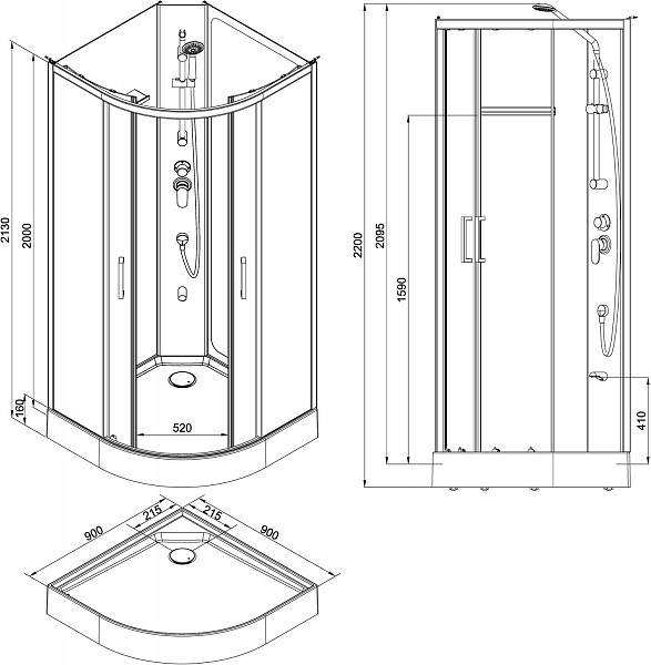 Душевая кабина Aquanet Passion R 2.0 90x90, прозрачное стекло 00263868
