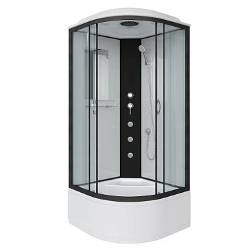 Душ.каб. NG-6707-14G (800х800х2150) высокий поддон(40см) стекло ПРОЗРАЧНОЕ черные профиля 4 места