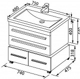 Тумба под раковину Aquanet Нота 75 белый 00171487