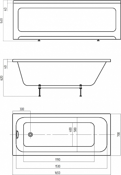 Акриловая ванна Aquatek  Мия 165x70 MIY165-0000001
