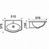 Раковина Azario 51,5х37,5х13 подвесная, белая (AZ-405)