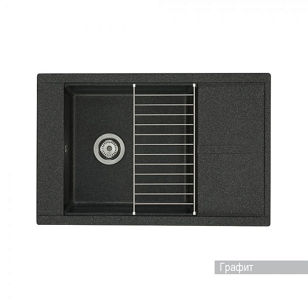 Мойка для кухни Aquaton Делия 78 прямоугольная с крылом графит 1A715132DE210