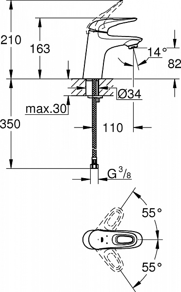 Смеситель для раковины Grohe Eurostyle New 32468003