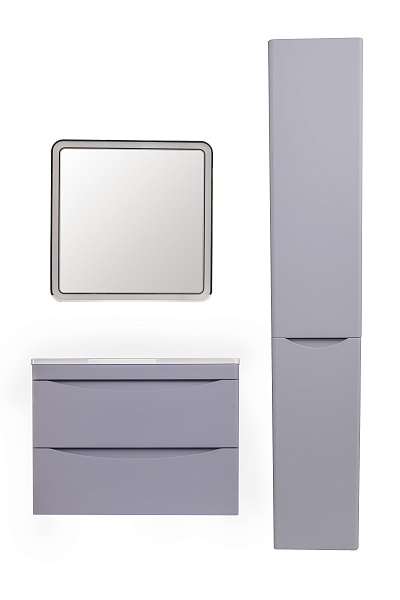 Тумба подвесная "Бергамо мини 70" (2 ящ.) Люкс антискрейтч серый, под раковину, PLUS