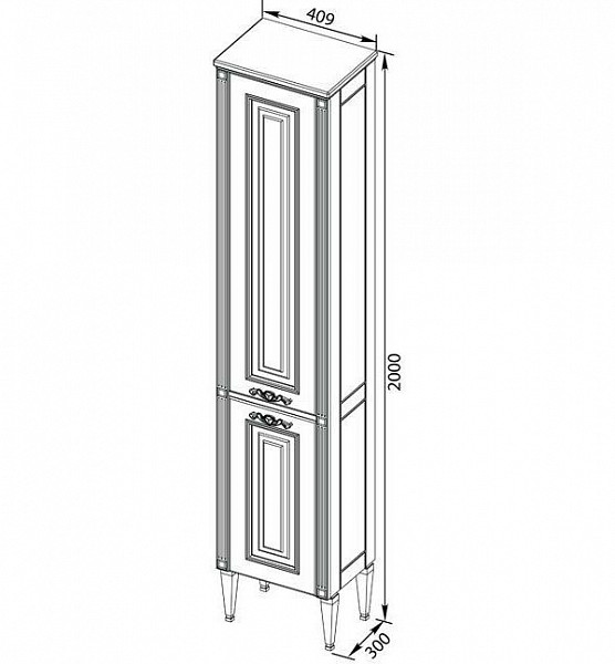 Шкаф-пенал для ванной Aquanet Паола 40 белый/золото 00186112