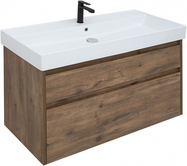 Тумба под раковину Aquanet Nova Lite 100 дуб рустикальный (2 ящика) 00249521