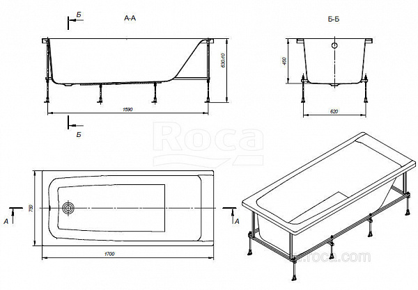 Акриловая ванна Roca Elba 170х75 248507000