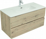 Тумба под раковину Aquanet Алвита New 100 2 ящика, дуб веллингтон белый 00277521