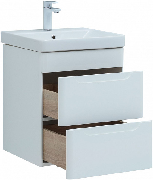 Тумба под раковину Aquanet София 50 белый глянец (2 ящика) 00274171