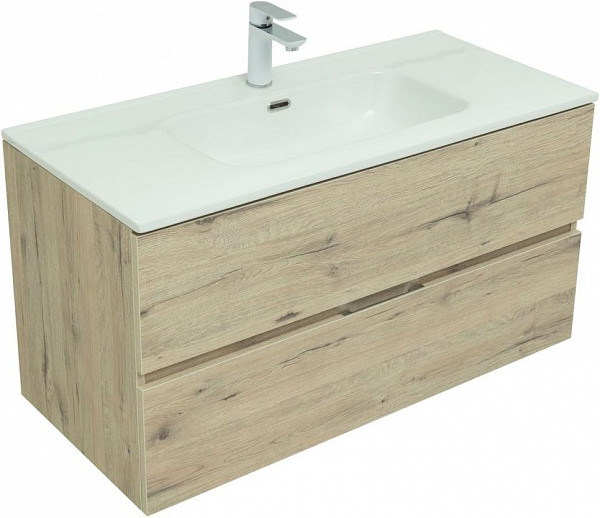 Тумба под раковину Aquanet Алвита New 100 2 ящика, дуб веллингтон белый 00277521