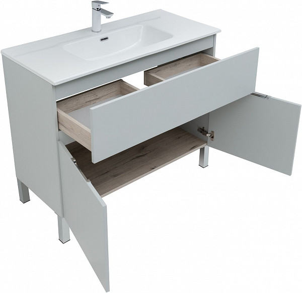 Мебель для ванной Aquanet Алвита New 100 1 ящик, 2 дверцы, серый 00273990