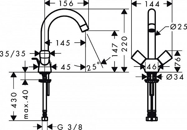 Смеситель для раковины двуручный Hansgrohe Logis 71222000