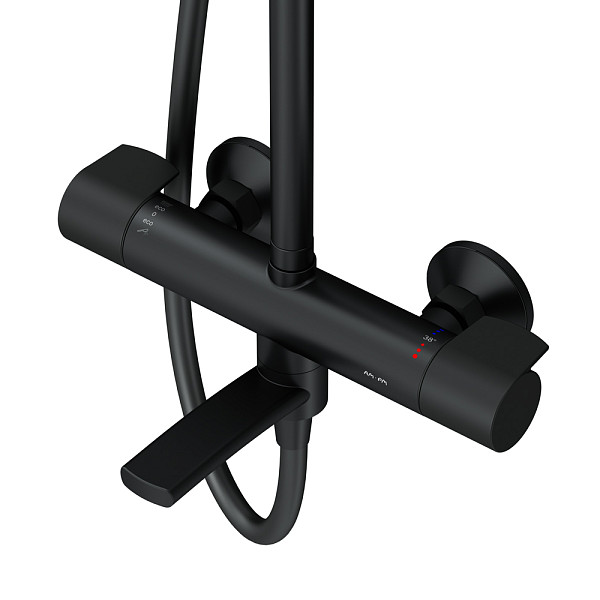 F0785A522 X-Joy, душ.система:  см-ль д/ванны/душа с ТМС, душ.штанга,верхний душ 220мм, ручн душ,черн