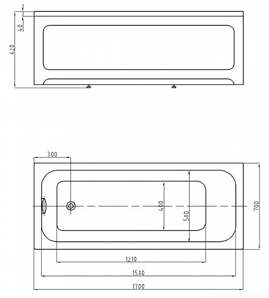 Акриловая ванна Aquatek  Мия 170x70 MIY170-0000004