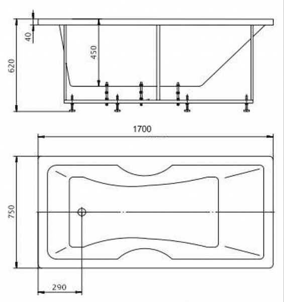 Акриловая ванна Aquatek  Феникс 170x75 FEN170-0000043
