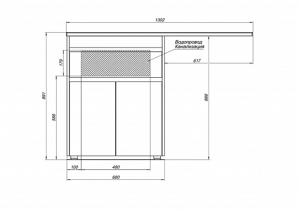 Тумба под раковину Aquanet Токио 68 белый (напольная, 1 ящик, 2 дверцы) 00237746