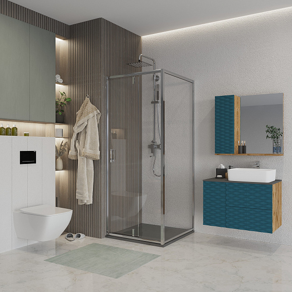 Душ.ограждение NG-63-8A-A90 (80*100*190) прямоугольник, дверь распашная, 2 места