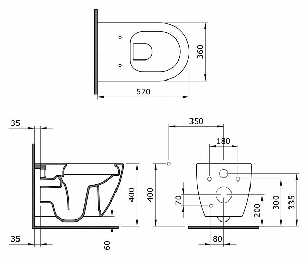 Чаша унитаза подвесного Bocchi Venezia 1295-006-0129 серая