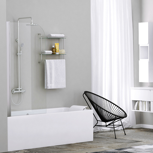 Стеклянная шторка на ванну Wasserkraft Leine 35P01-80WHITE