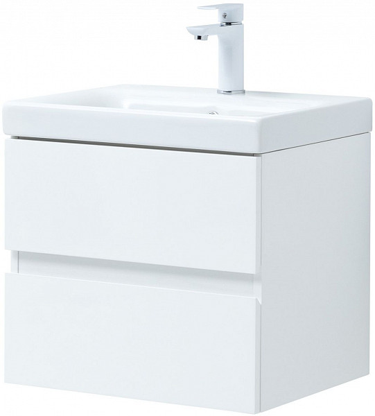 Тумба под раковину Aquanet Беркли 50 белый глянец (2 ящика) 00302347