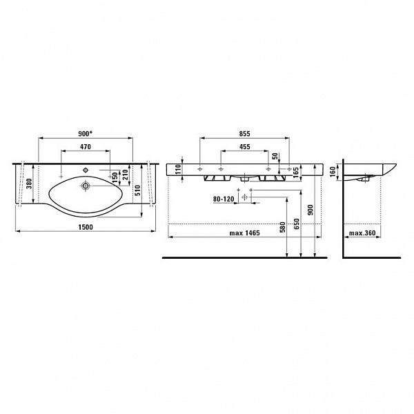 Раковина Laufen Palace 8.1170.6.000.104.1 150 см