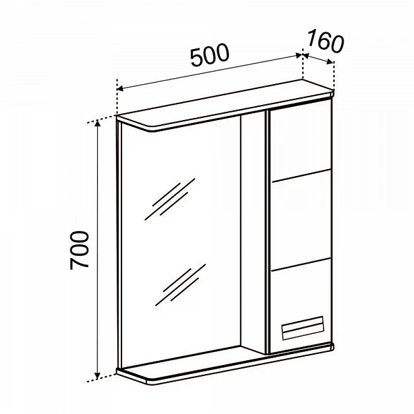 Зеркало со шкафчиком Emmy Монтана (Правое) 50х70
