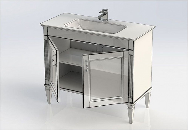 Тумба под раковину Aquanet Селена 105 белый/серебро (2 дверцы) 00201650