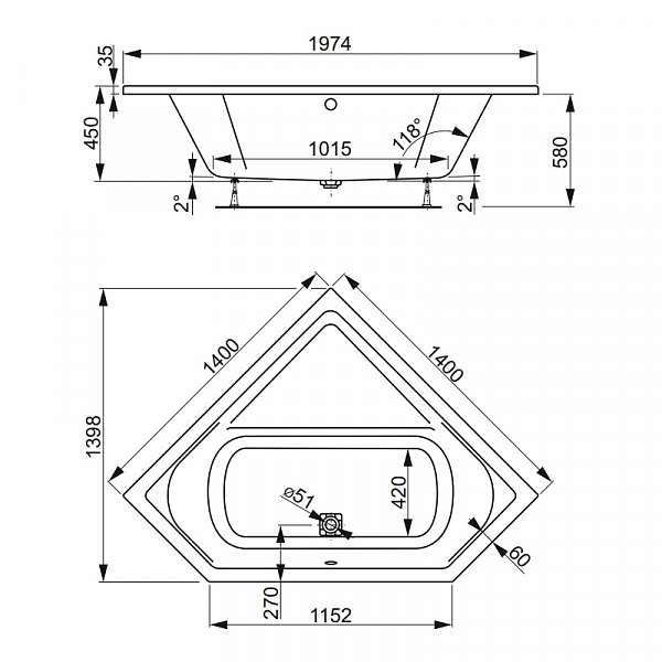 Акриловая ванна Vagnerplast Cavallo Corner 140x140 VPBA140CAV3X-04