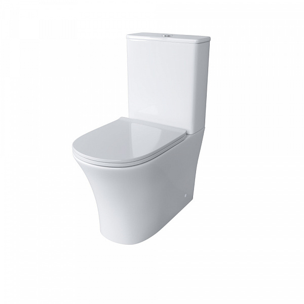 Унитаз Classic GR-4466S (620*365*820) напольный БЕЗОБОДКОВЫЙ с тонкой крышкой, 2 места