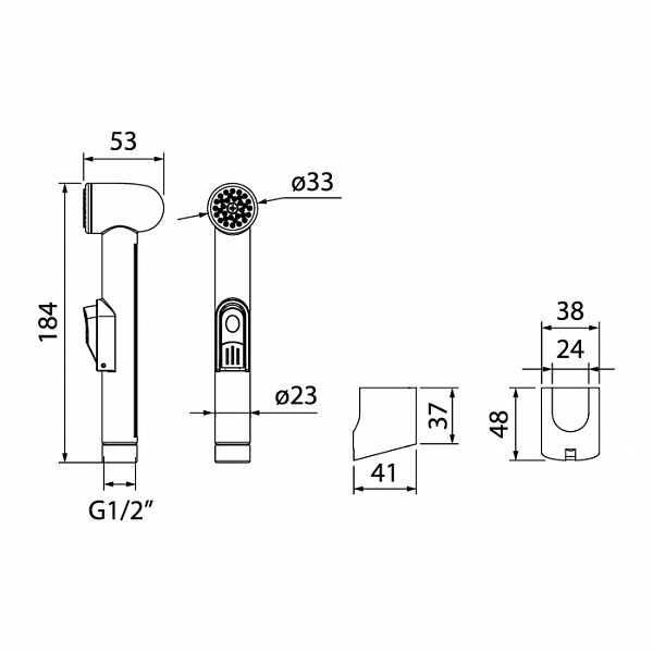 Гигиеническая лейка с держателем,  IDDIS, 010SB0Gi20