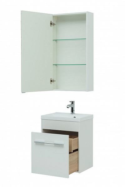 Тумба под раковину Aquanet Августа 50 белый (ручки хром) 00274140