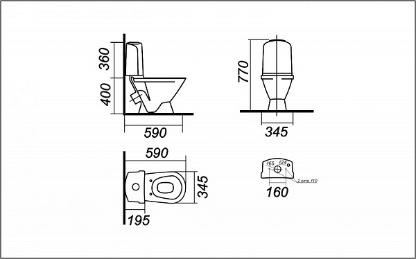 Унитаз напольный Sanita Luxe Classic DM CSCSLCC01040611