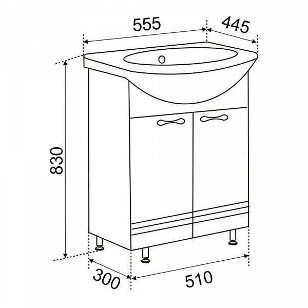 Тумба Emmy Рио 55 с раковиной Уют