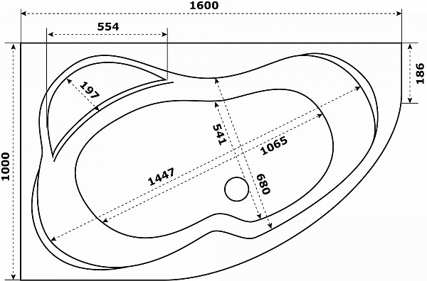 Ванна акриловая Azario Микона 160х100 правая