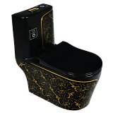 9004 Унитаз -моноблок, сиденье с микролифтом, черный/золото