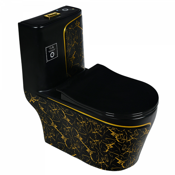9004 Унитаз -моноблок, сиденье с микролифтом, черный/золото