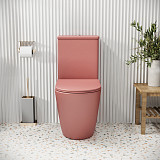 Унитаз GR-4480PIMS Color (620*365*810) РОЗОВЫЙ МАТОВЫЙ напольный БЕЗОБОДКОВЫЙ, 2 места
