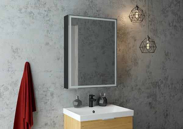 Зеркало-шкаф Континент"Mirror Box black Led" 600х800